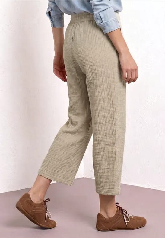 7/8 Wide Legs mousseline broek in Loose Fit