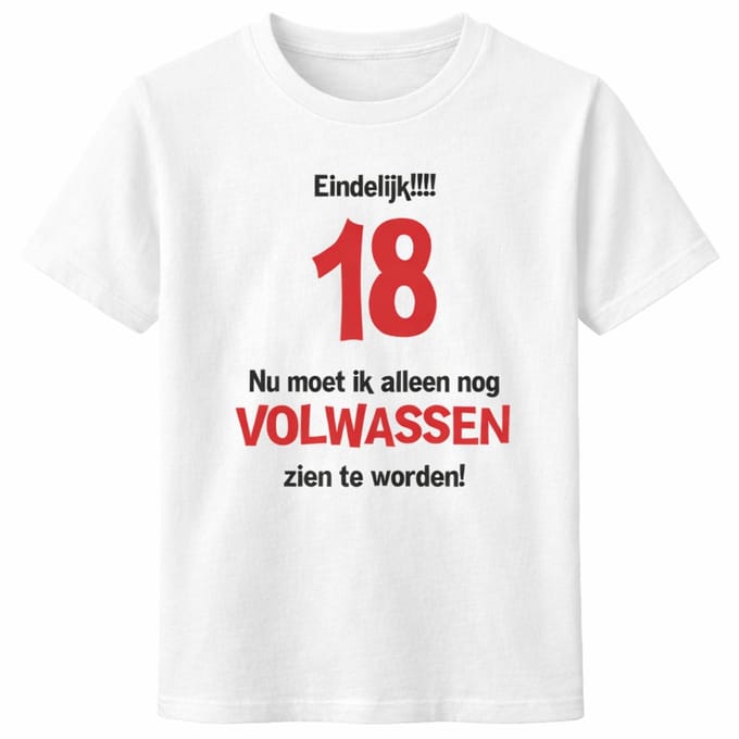 T-shirt Eindelijk 18 – Cadeau 18 Jaar Verjaardag – Grappig 18 Jaar Shirt