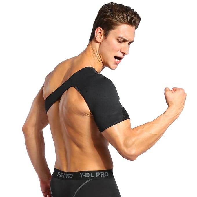 Compressie Rechter Schoudersteun Brace, Neopreen Armstabilisator Schouwer Mouw black