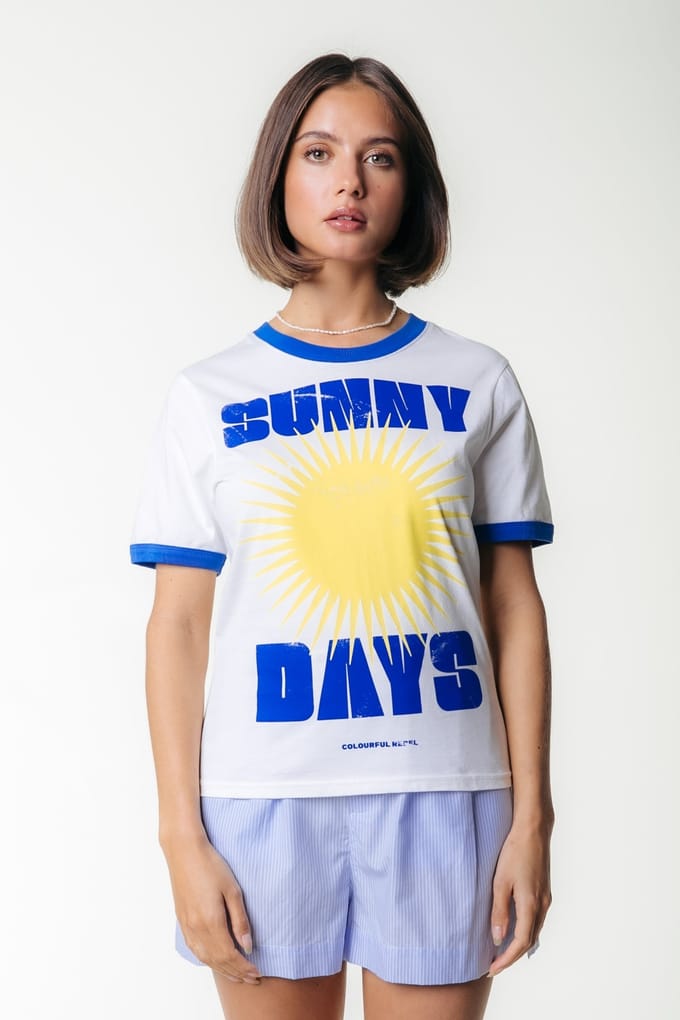Colourful Rebel Sunny Days Ringer Boxy Tee Standard White Taglia: S | Maglie Sportivi Outlet | Donna | Bianco