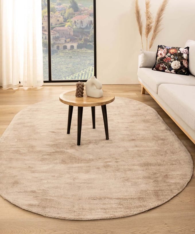 Viscose vloerkleed ovaal - Glamour beige 120x180
