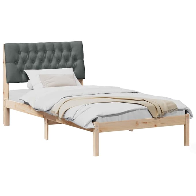 vidaXL - Bedframe - met - Gevoerde - Hoofdbord - Bruin - 100 - x - 200 - cm