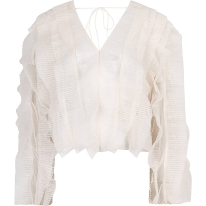 DANTE6 Dante6-phora Tulle Ruffled Top Dames - Topjes - Gebroken wit - Maat 34