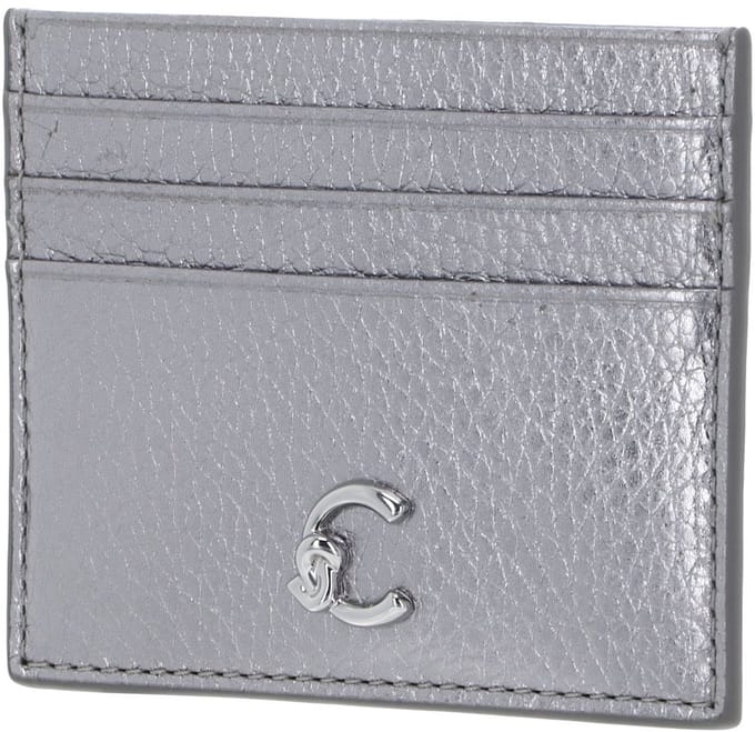 COCCINELLE Leren kaarthouder C-Me Document Holder Grained Leather Steel zilverkleurig