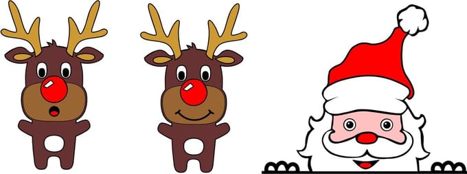Kerst raamsticker Gluur kerstman en rendieren - Kerst decoratie - Kleur - groot