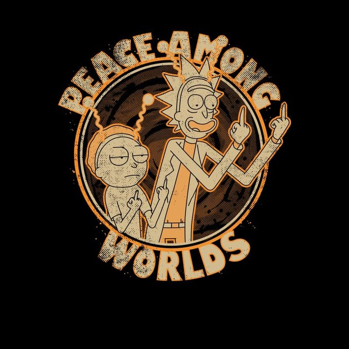 Rick and Morty Peace Among Worlds T-shirt - Zwart - M