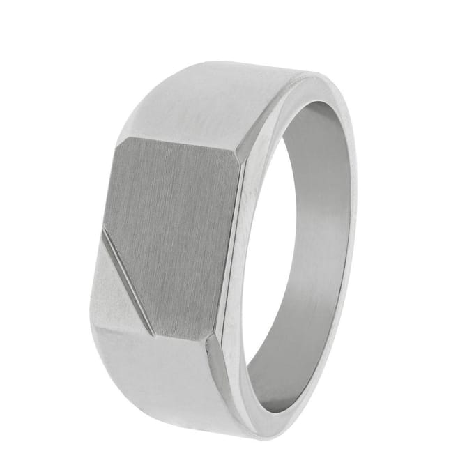 Lucardi Heren Ring mat/glans - Ring - Vaderdag Cadeautje - Staal - Zilverkleurig