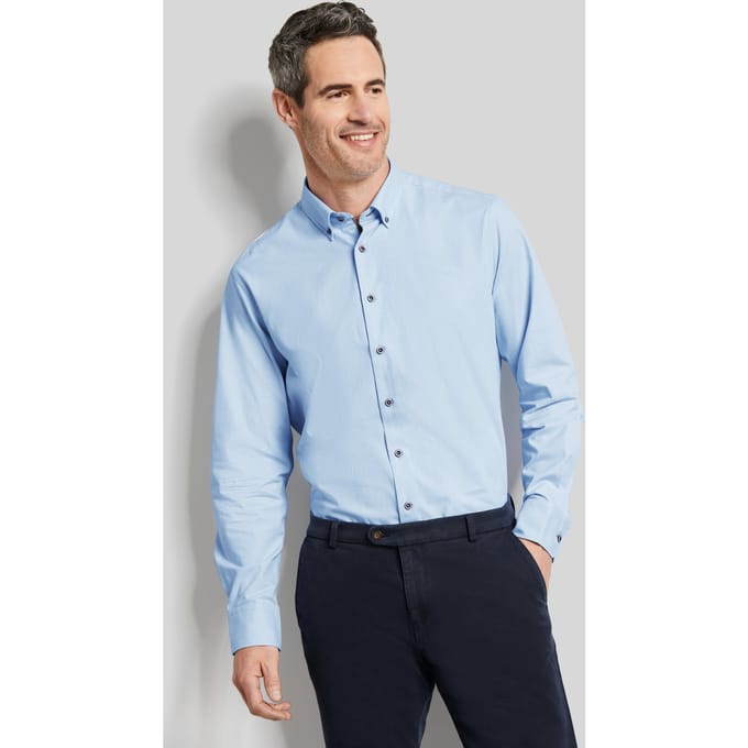 Bugatti Herren Shirt met lange mouwen van 100% katoen