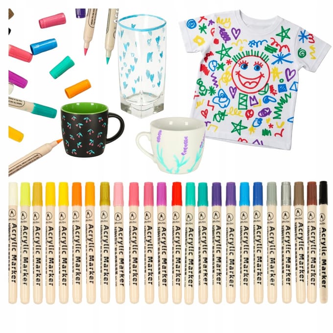 Acryl Markers 24 Kleuren - Waterdicht voor Steen & Kleding