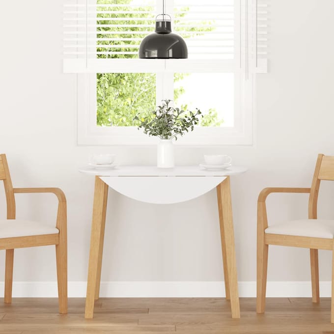 vidaXL - Eettafel - massief - hout - naturel - rubber