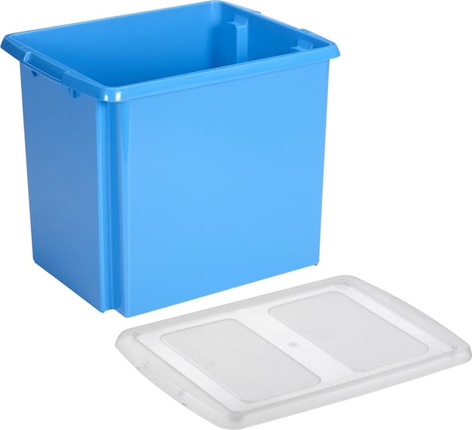 Sunware opslagbox - van kunststof - 45 liter - blauw - 45 x 36 x 36 cm - met deksel