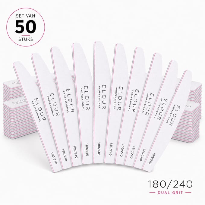 Eldur® Professionele Nagelvijl 50pcs - Moon #180/240 - Nagelverzorging - Top Kwaliteit