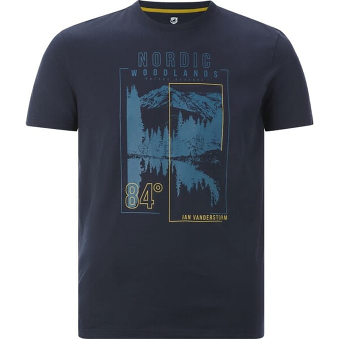 Jan Vanderstorm herren T-Shirt - 60/62 - donkerblauw - Plus Size