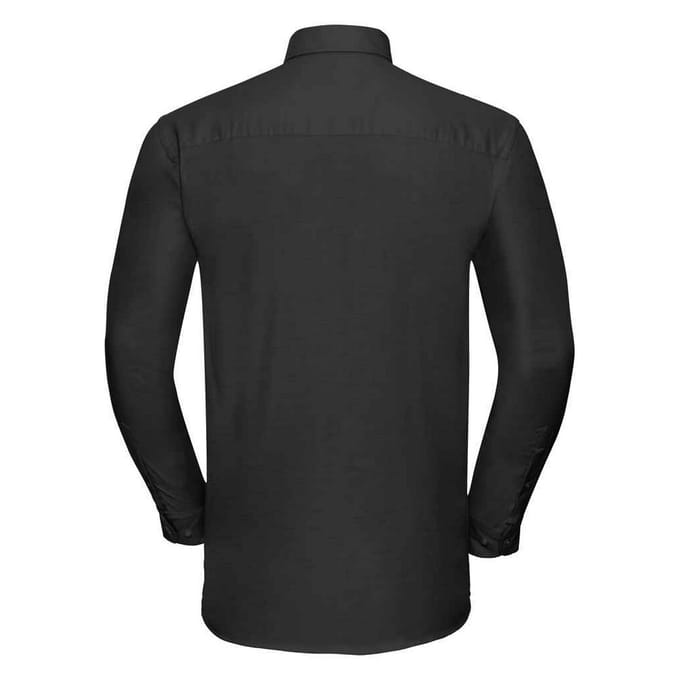 Russell Collection Heren Oxford Formeel Overhemd Met Lange Mouwen (Zwart)