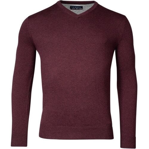 Baileys Trui V-Neck Single Knit Pima Cotton Bordeaux / male