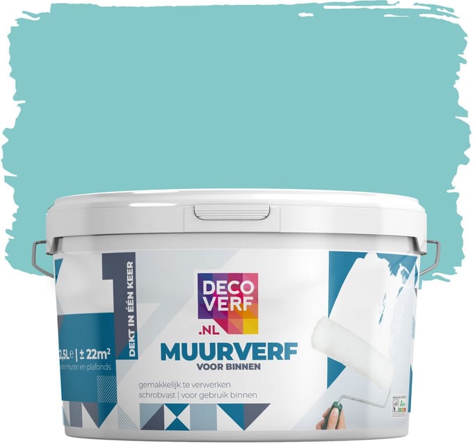 Decoverf muurverf mat tropisch blauw, 2.5L