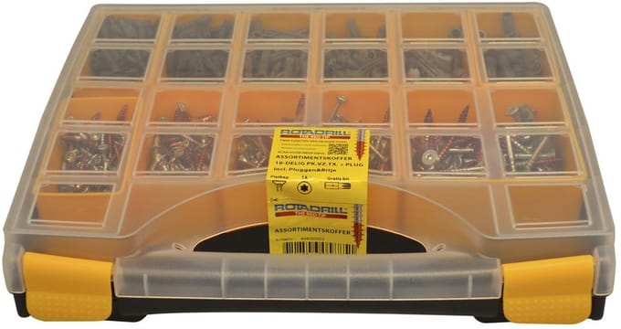 Rotadrill - Assortimentkoffer XL - Torx met pluggen Platkop - Voldraad - Verzinkt (12)