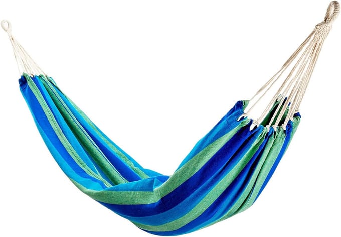 XL hangmat 1 persoon 100% katoen 220x110 cm met bevestigingsset