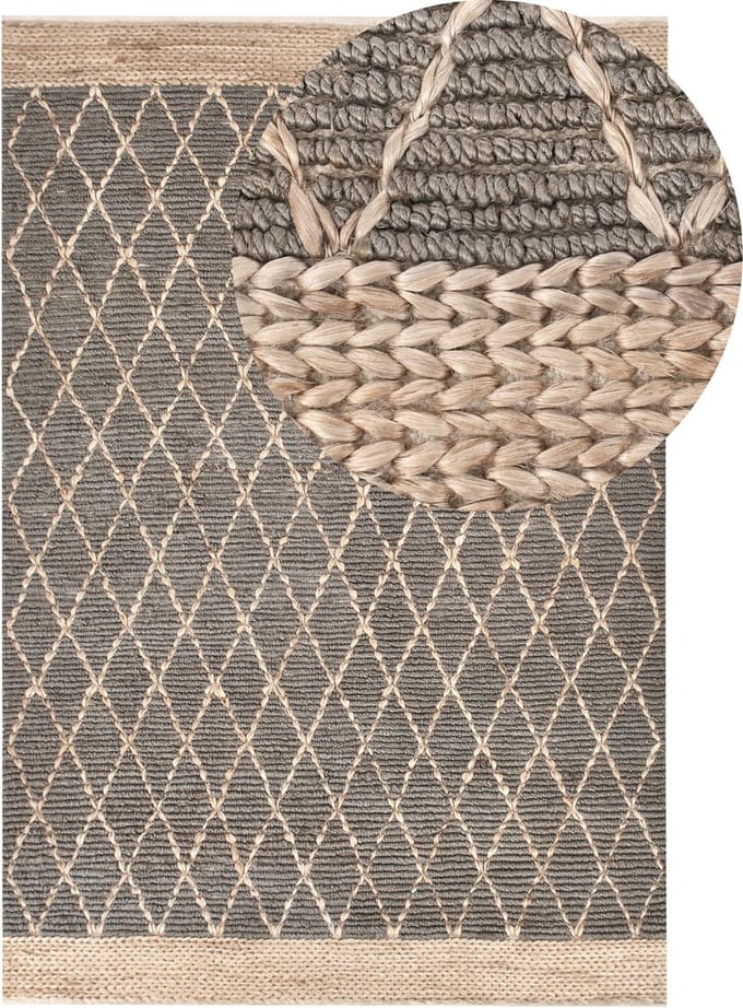 TELLIKAYA - Loper vloerkleed - Grijs - 200 x 300 cm - Jute