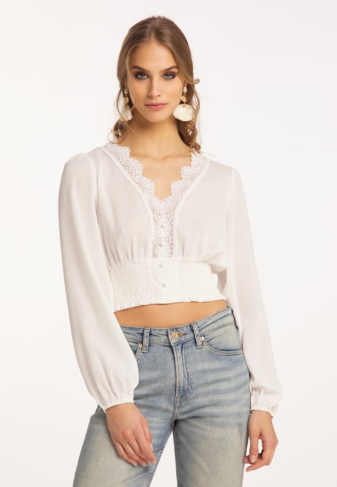 IZIA Cropped blouse met lange mouwen