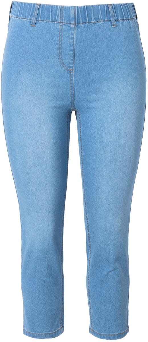 Ulla Popken - Dames - Sienna 7/8-jegging elastische tailleband strakke pijp - Licht blauw denim - Maat 48