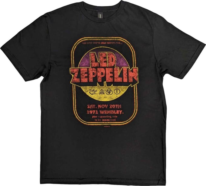 Led Zeppelin - 1971 Wembley Heren T-shirt - M - Zwart