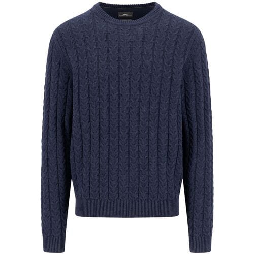 Fynch-Hatton Trui O-Neck Soft Knit Cable Navy / male