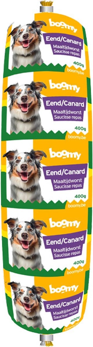 Boomy - Hondenvoer - Maaltijdworst hond - Hondenworst - Vers vlees hond - Eend - 4 x 400g