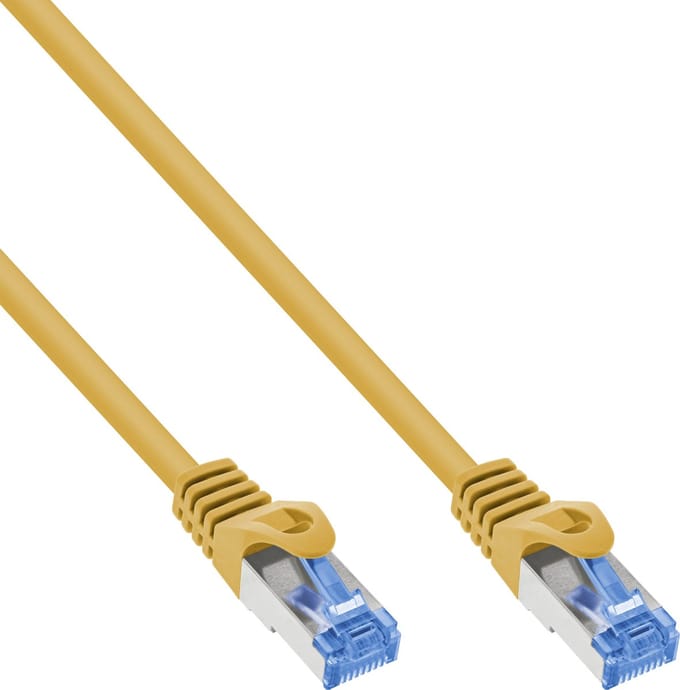 InLine® patchkabel, Cat.6A, S/FTP, TPE (LSZH), CCA, geel, 1m