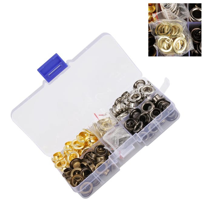 140 sets/doos 8mm Messing Oogje Grommet Set Knutsel Kleding Accessoires gray