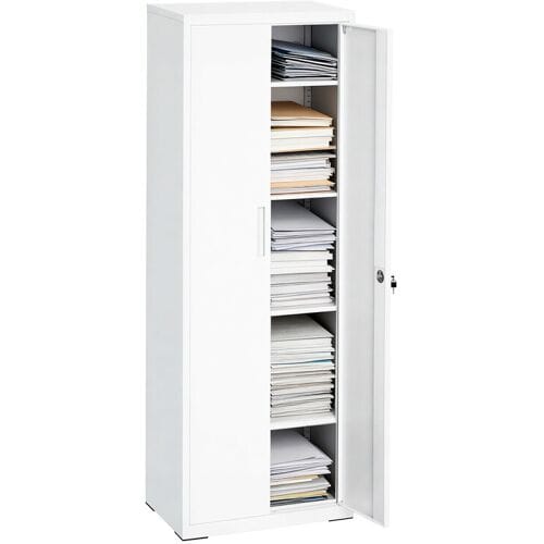 Ochama 4-Laags Dossierkast, Multifunctionele Kast, Stalen Opbergkast, Dubbele Deuren, Wit