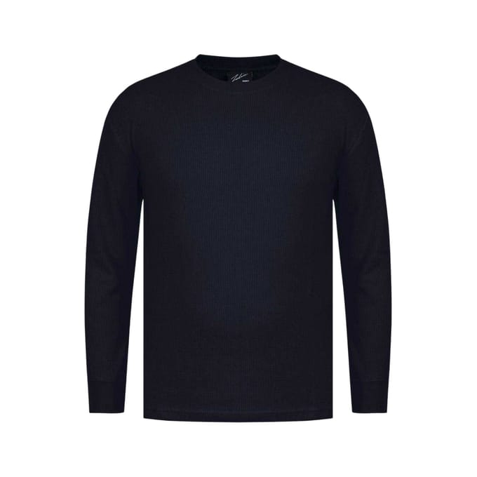 Fabric Heren Wafel T-shirt met lange mouwen (Zwart)