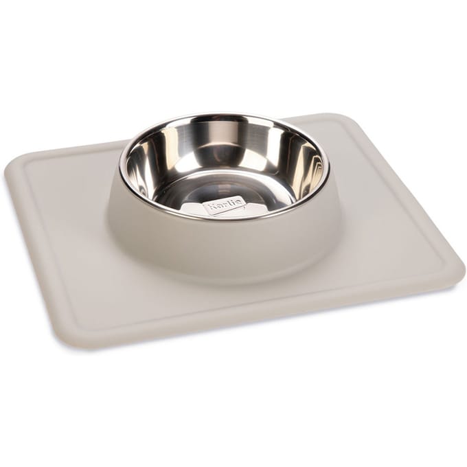 Karlie Edelstalen Voerbak Silicoon Dex 350ml, Ø14cm lichtgrijs Hond