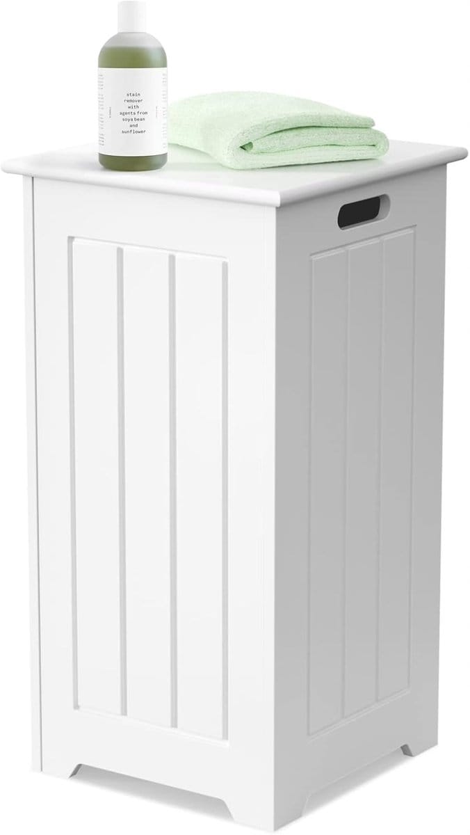 Houten Wasbak met Deksel - 54L - Wit - Stijlvol en Functioneel