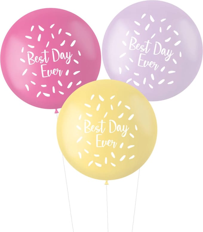Ballonnen XL Pastel Best Day Ever Roze - 3stk