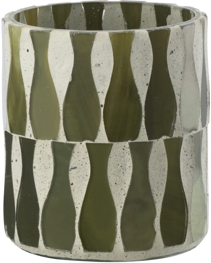J-Line kaarshouder - glas - olijfgroen/wit - small - 2 stuks