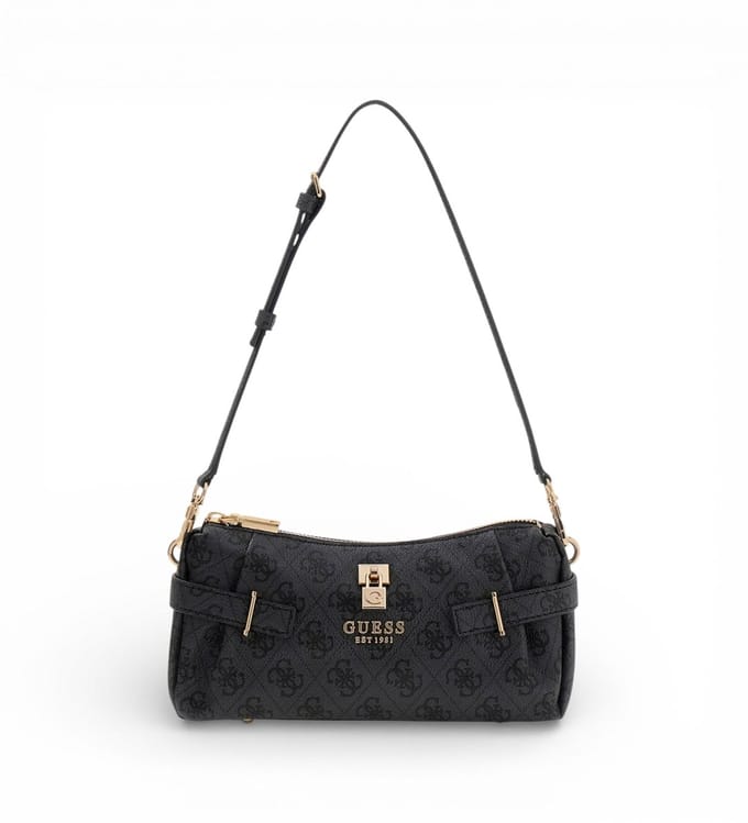GUESS schoudertas Yesba Mini Top Zip Bag Coal Logo donkergrijs