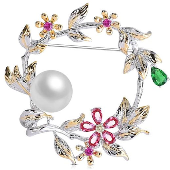 High-End Exquise Mode Persoonlijkheid Wild Creatieve Krans Parel Broche Kledingaccessoires white