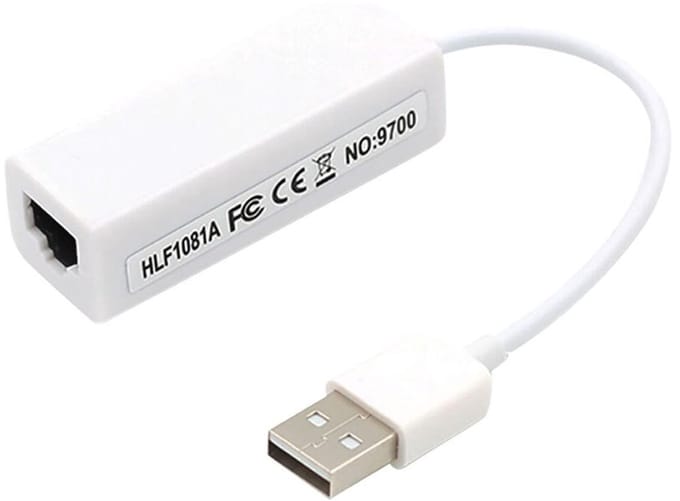 Ethernet Adapter - USB A naar Ethernet - RJ45 - USB 2.0 - 10/100Mbps - Wit