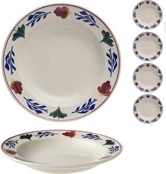 Boerenbont diep bord rond 23 cm set van 6 stuks