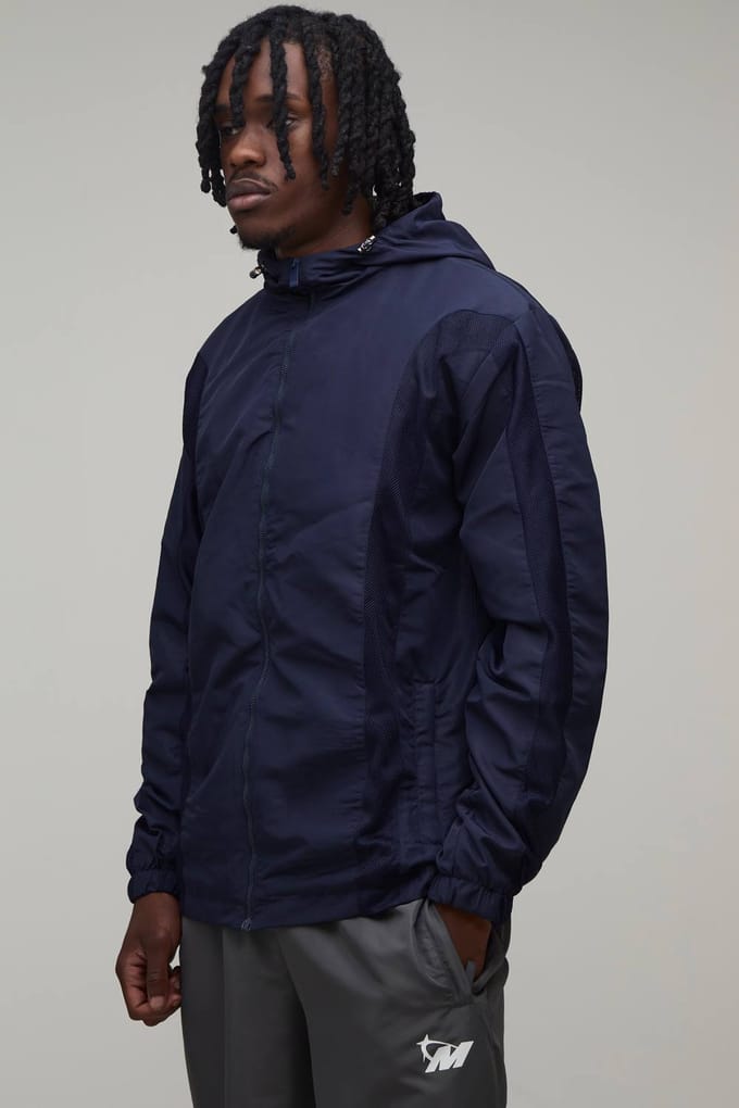 Tall Regular Fit Tonal Colour Block M Star Hooded Jacket | Navy | Size Medium