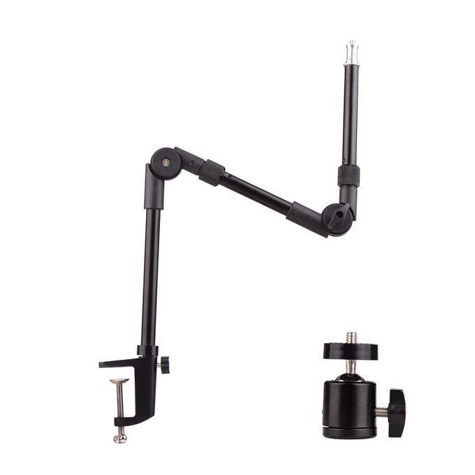 Andoer ST-01 Flexibele opvouwbare bureaustandaard Metalen beugel met 1/4 inch schroefkogelkopadapter zwart