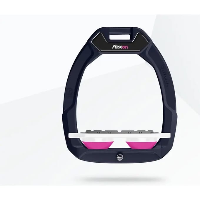 Veiligheidseijzers voor paardrijden Plat Grip Aluminium/Wit/Roze Flex-On Safe-On