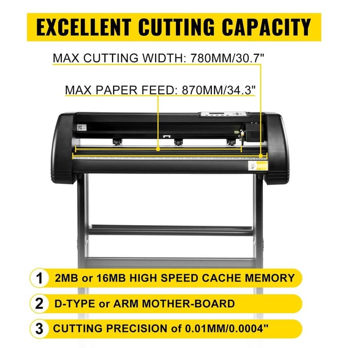 5-in-1 Hittepers Transfermachine 38x38cm met 34” Vinyl Snijplotter Machine Kit Kunst Ambacht Printer Sublimatie(34”/870mm)