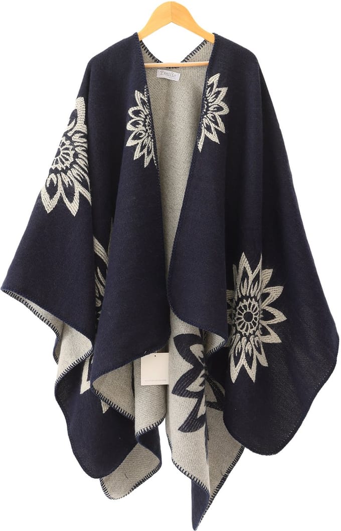 Emilie scarves - poncho - cape - omslagdoek - donkerblauw