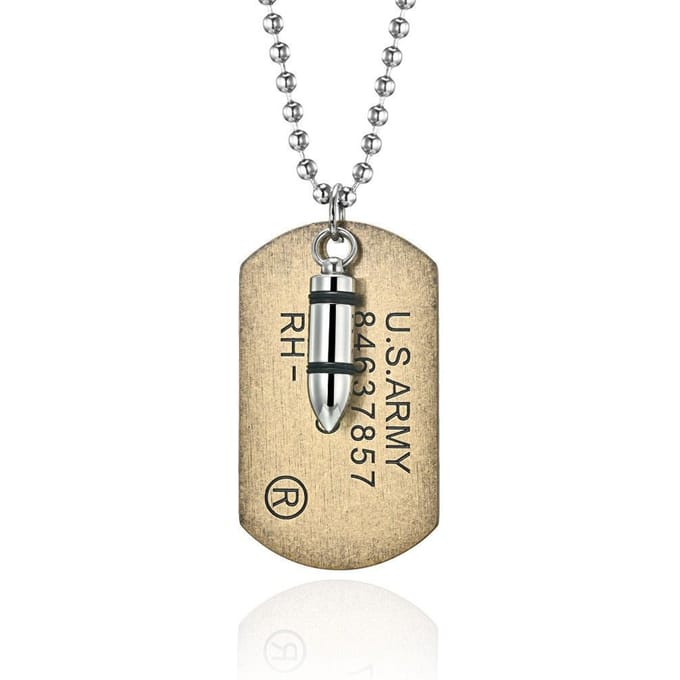 US Marine Corps US Army Merk Kogels Dubbellaags Titanium Staal Ketting Hanger beige