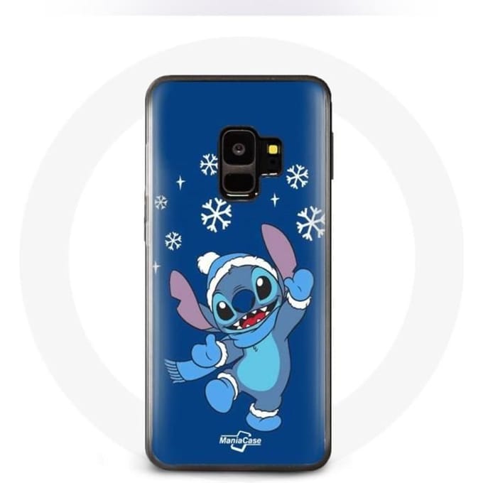 Coque - Samsung - Galaxy S9 - Souple - Stitch neige Noël - Protection bleu