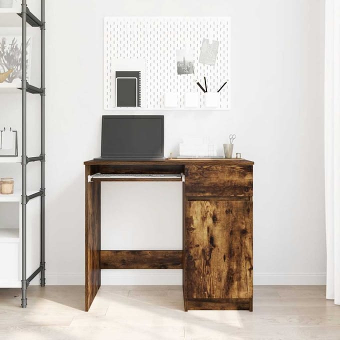 vidaXL - Bureau - 86x49x76 - cm - spaanplaat - gerookt - eikenkleurig