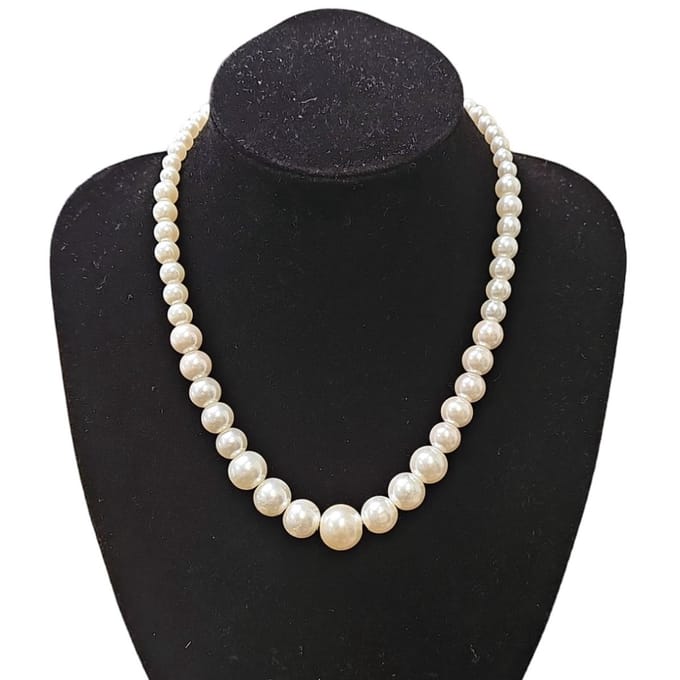Fako Bijoux® - Parelketting - Medium - Glaskralen - Parelmoer - Wit