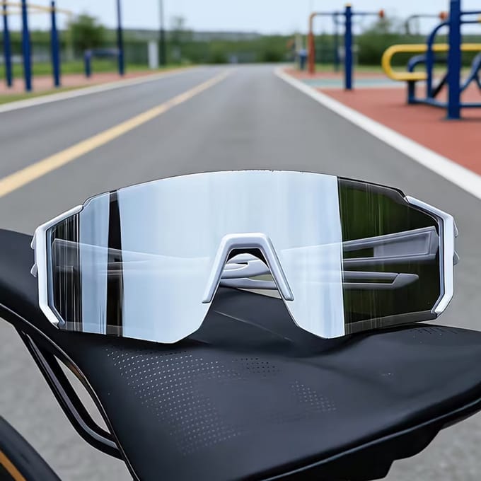 Wrap Around Zonnebril met Witte Frame - Sportieve Unisex Eyewear